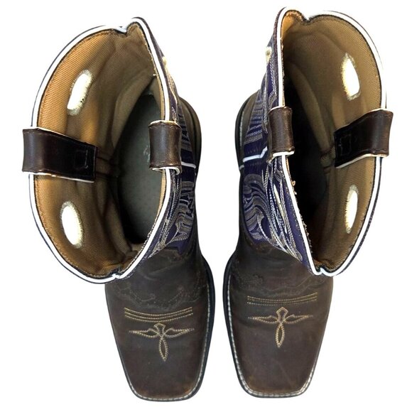 Durango Lady Rebel Twilight 'N Lace Womens Western Boots Size 10M Purple & Brown - Picture 7 of 7